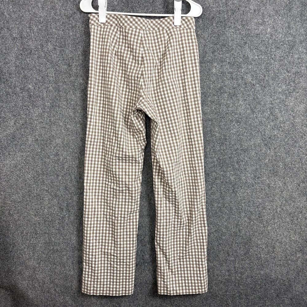 J. McLaughlin Straight Pants Womens Size 6 Brown Gingham side Zip Preppy - Picture 2 of 11